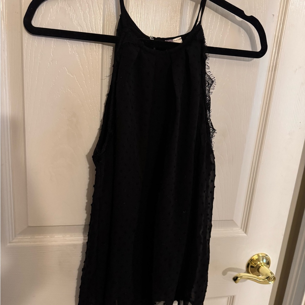 Black Sleeveless Top with Lace